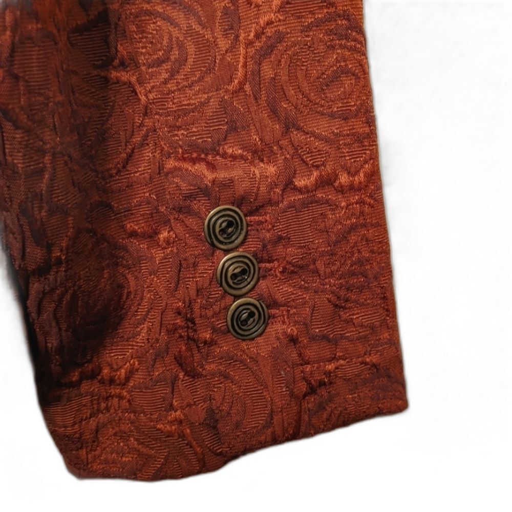 CHICOS Brown Brocade Blazer Jacket Career Unlined Classic Professional Size 2 - Picture 7 of 8